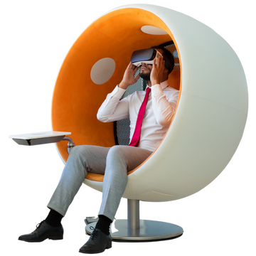 Client collaborating with futuristic technology